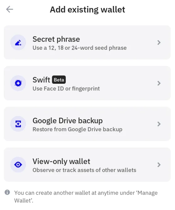 Add Existing Wallet