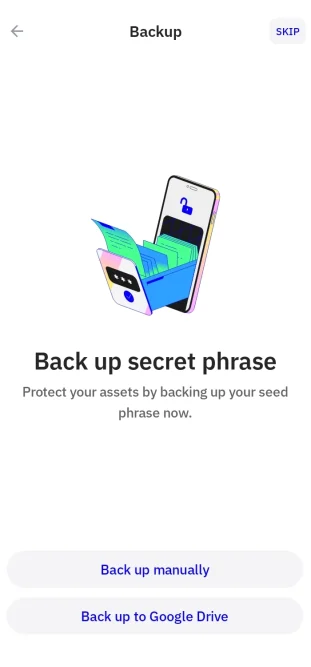 Back up Secret Phrase cryptocurrency wallets